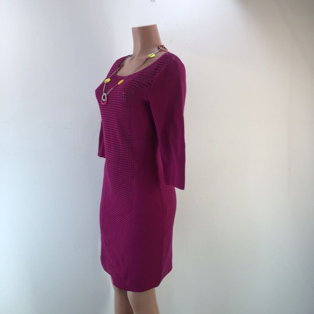 Lauren Ralph Lauren Dress Women's fuchsia Pink 3/4 Sleeves knitted fitte… - Picture 15 of 16